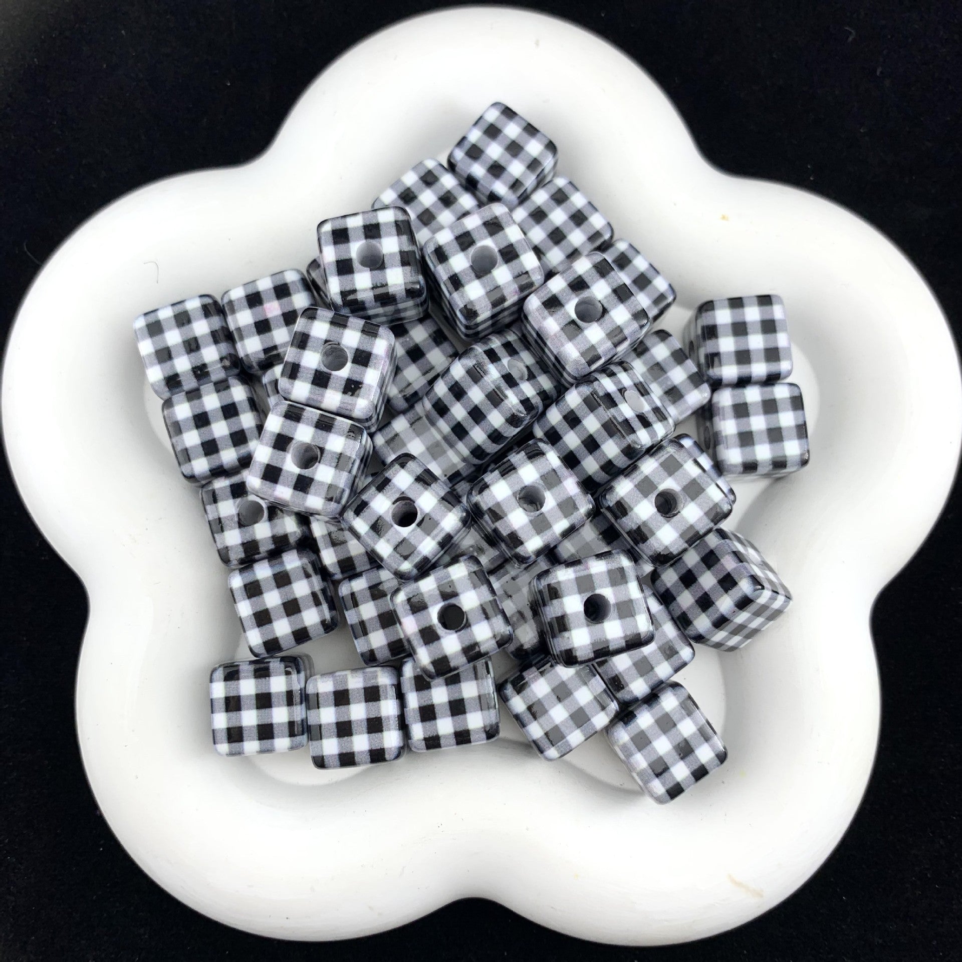 Wholesale 10pcs Acrylic grid square bead  Acrylic Beads