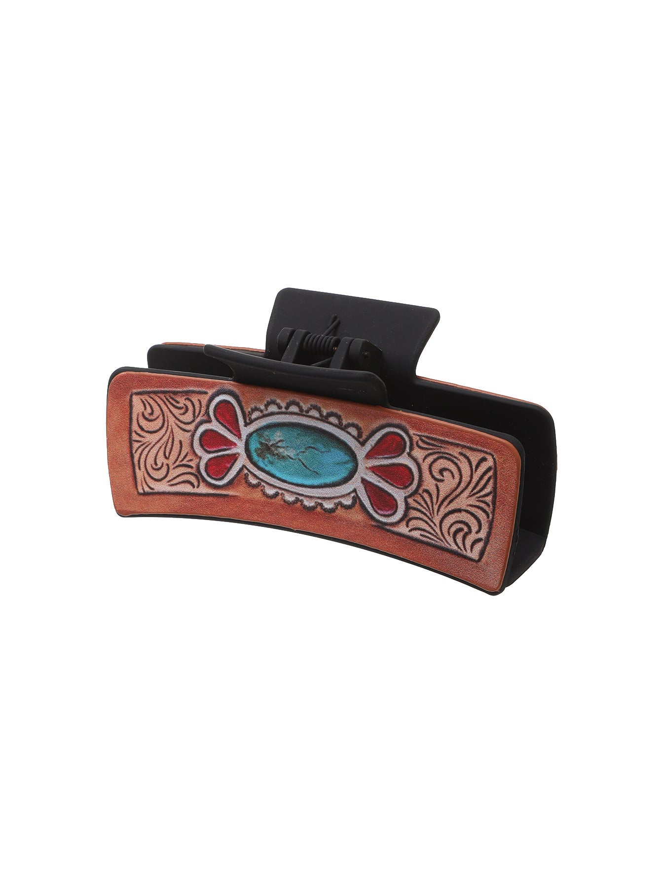 Wholesale Western Cactus Sunflower Faux Leather Hair Claw Clip Fashion Accessory Gift Boutique Resale