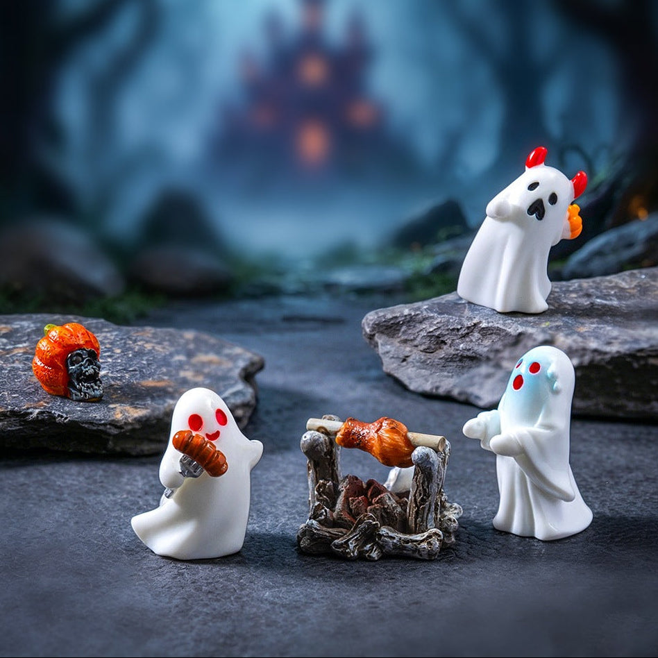 Wholesale  Ghost Grim Reaper Cartoon Resin Miniature Ornament Pendant DIY Decorative Accent