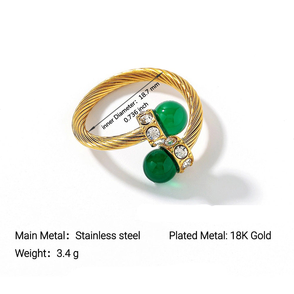 Wholesale Stainless Steel Zircon Geometric Open Ring