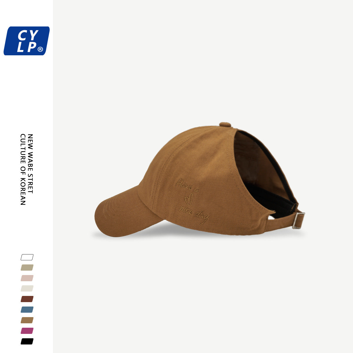 Wholesale College style love embroidery ponytail half-top hat