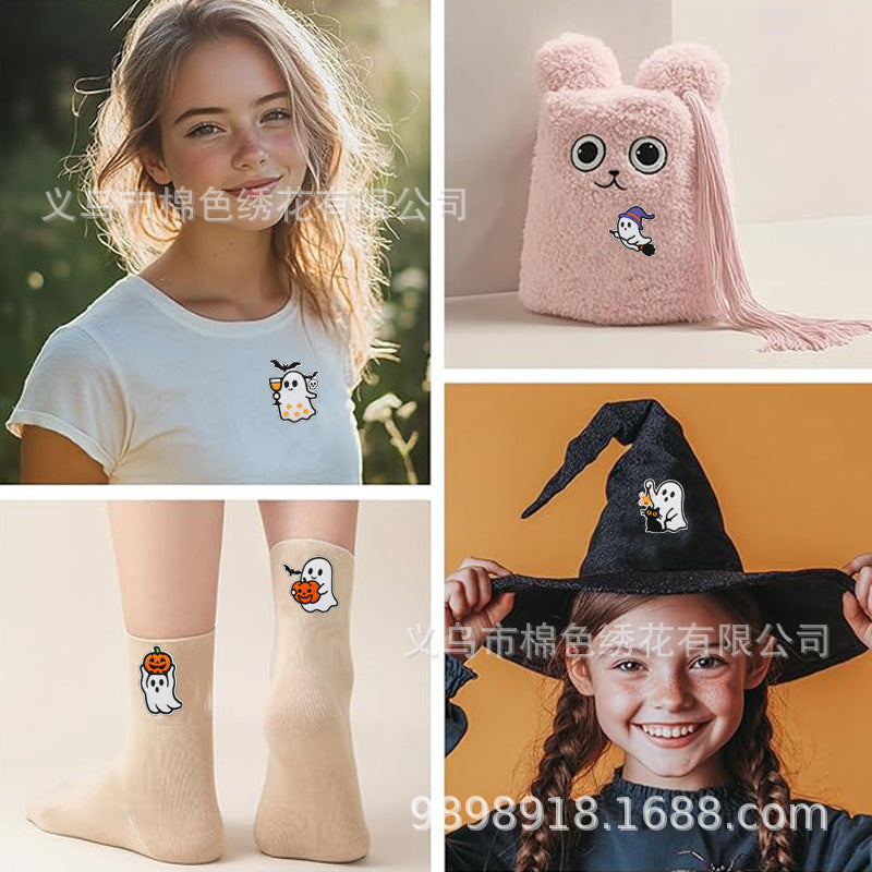 Wholesale  Ghost Embroidered Patch Decorative Applique For Clothing DIY Craft Supply