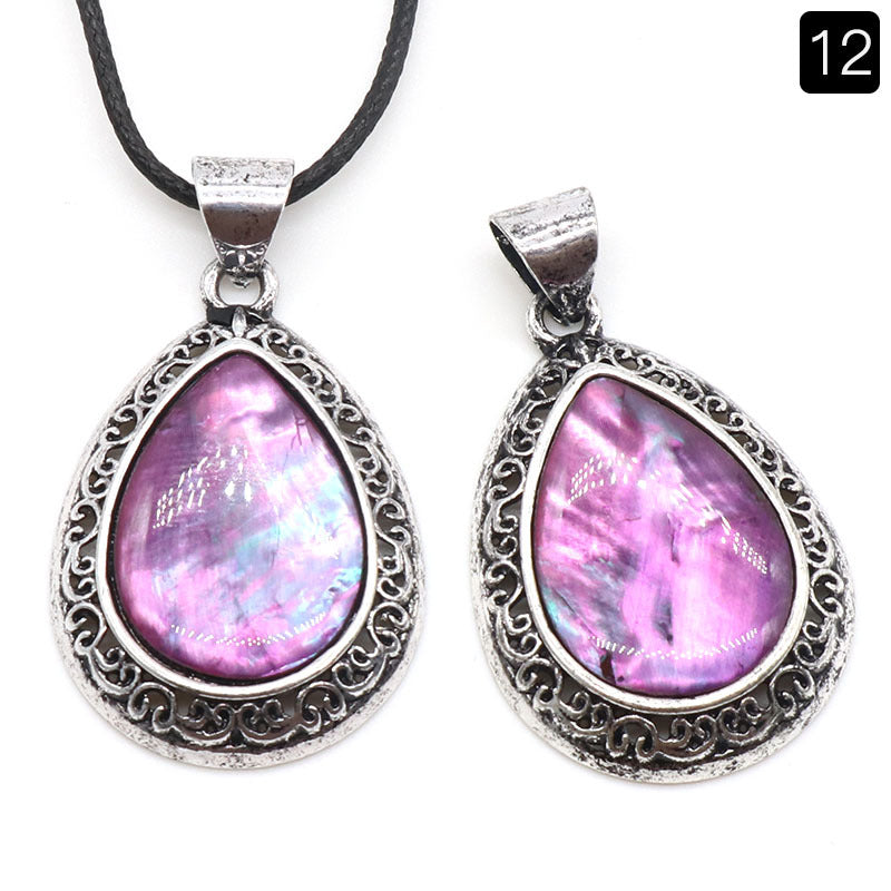 Wholesale Natural crystal agate semi-precious stone teardrop pendant