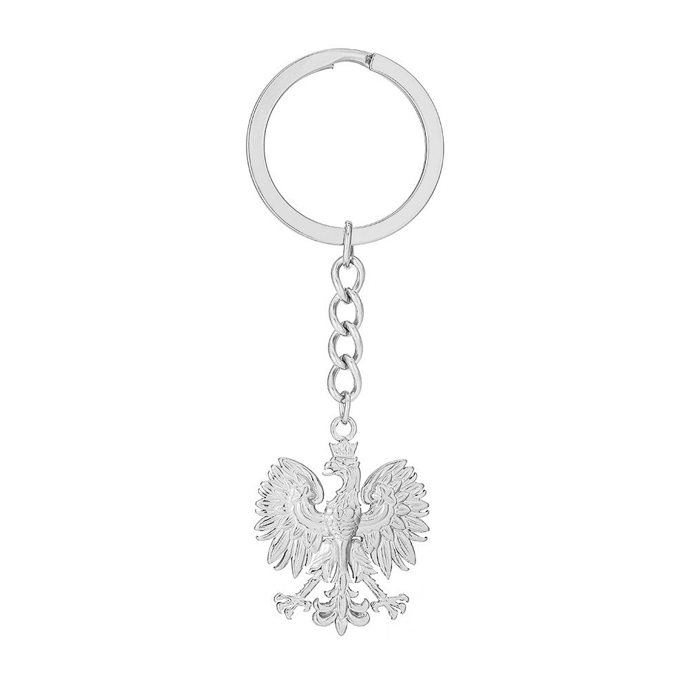 Wholesale Polish national emblem Eagle titanium steel keychain