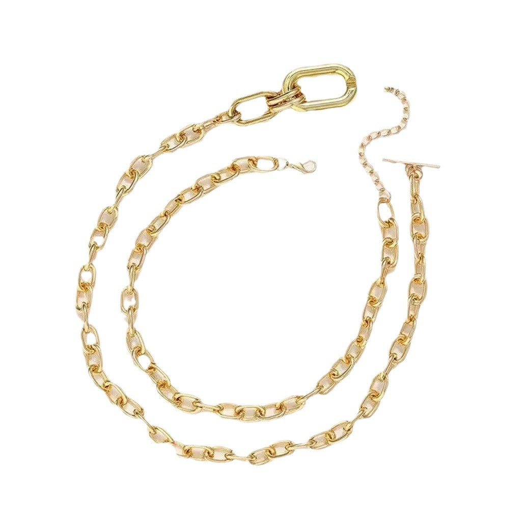 Wholesale jewelry new chain metal necklace female sexy hot girl clavicle chain two-piece set