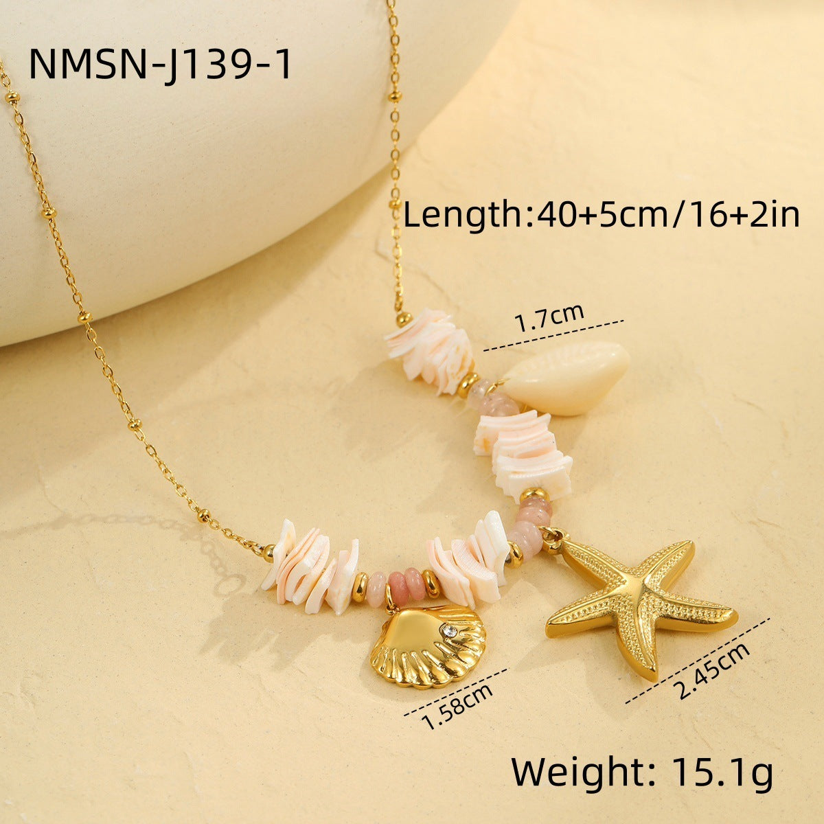 Ocean Vacation Summer Shell Starfish Necklace 18k Stainless Steel Clavicle Chain Necklace Jewelry
