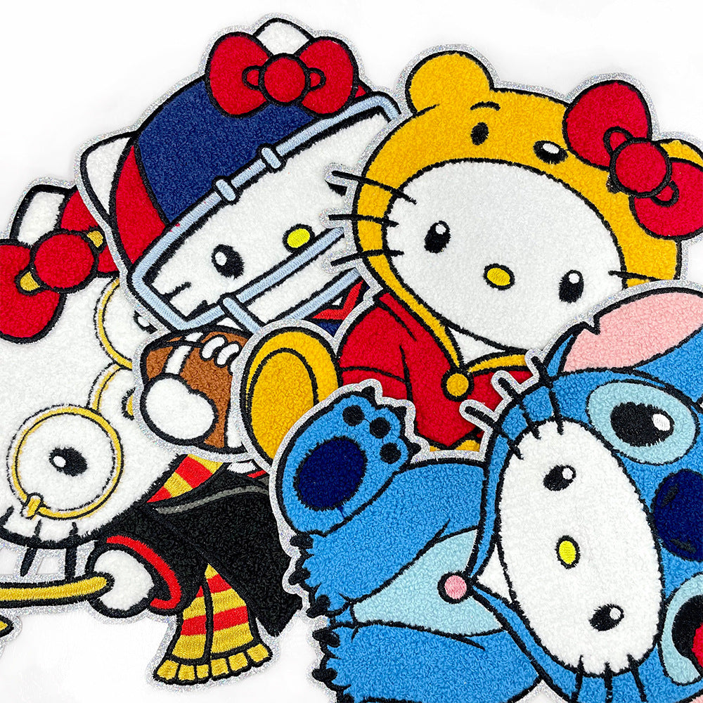 Wholesale Large Chenille Glitter Embroidered Patch Cartoon Applique For Shoes Hats Fashion Accessory Gift Resale OLY Exclusive