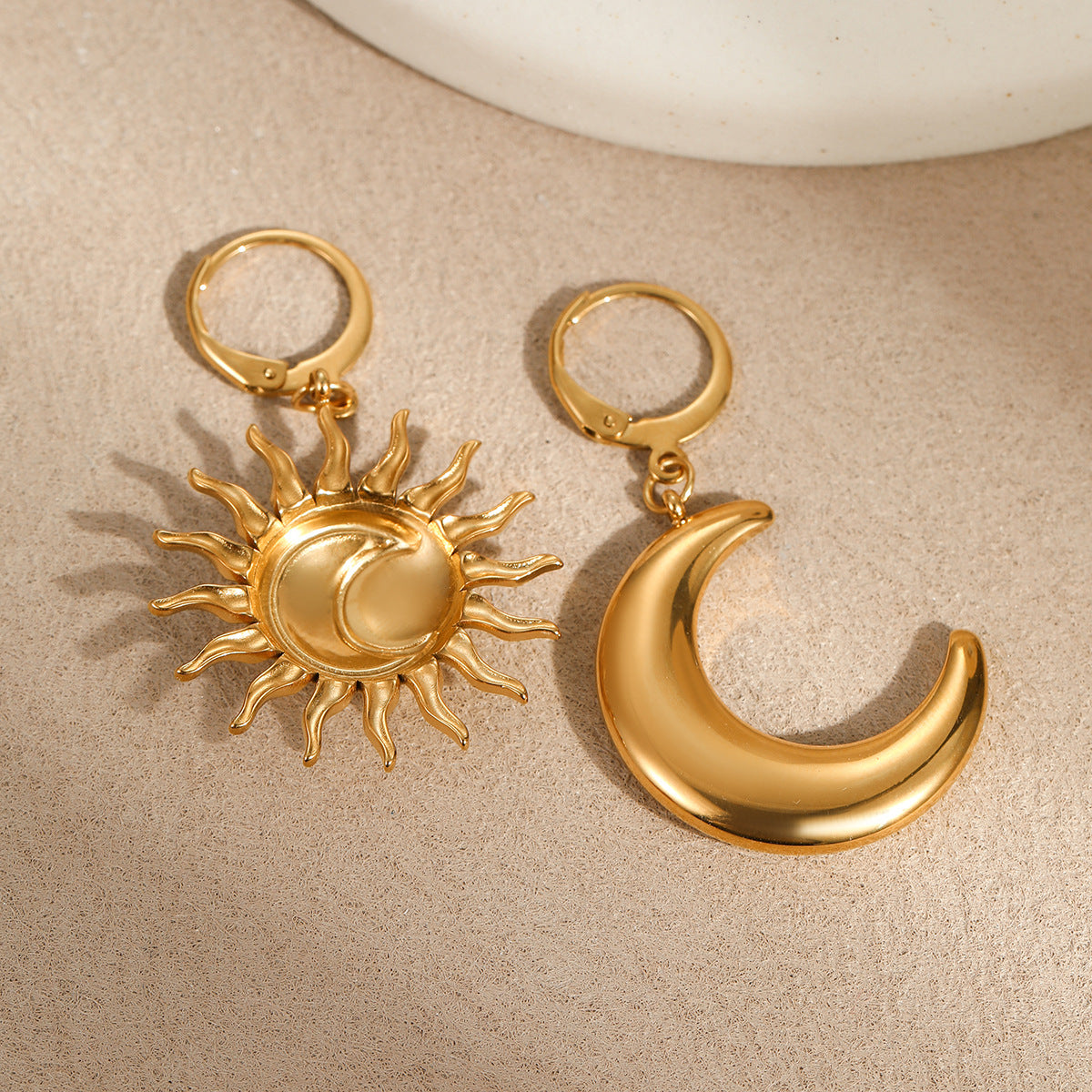 Wholesale Geometric Moon Sun Stainless Steel Earrings