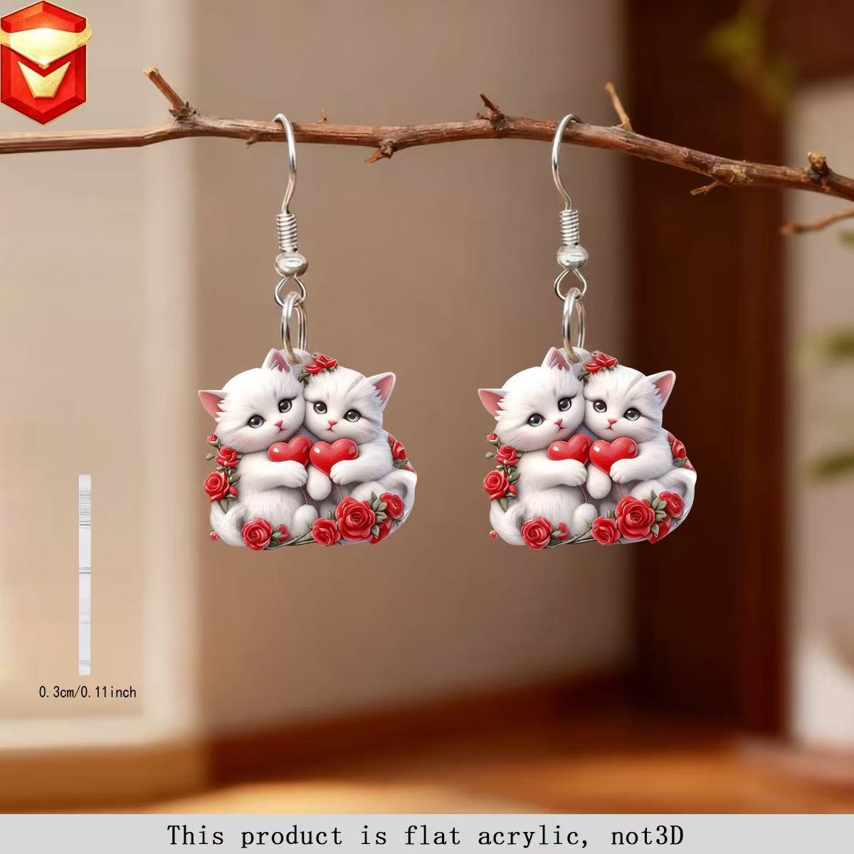 Wholesale Cute Cat Valentine' s Day Acrylic Earrings