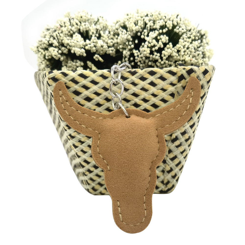 Wholesale 4pcs Cartoon animal diamond studded bull keychain