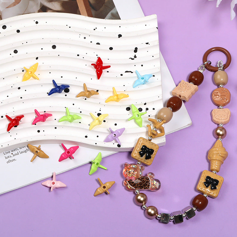 Wholesale  Random 100pcs/pack Colorful and cute 3D origami crane beaded necklace