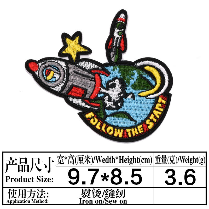 Wholesale Stylish Embroidered Airplane Rocket Cloth Patches Combo Set For Clothing DIY Craft Accessory