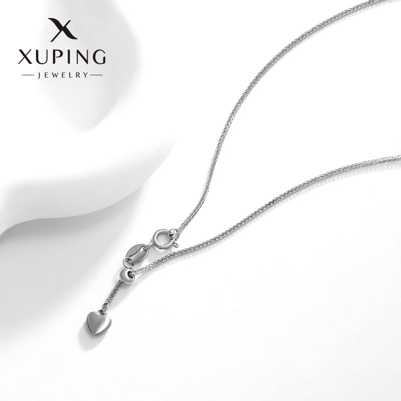 Wholesale Stainless Steel Gold-plated Fashionable Personalized Heart Tassel Adjustable Temperament Necklaces