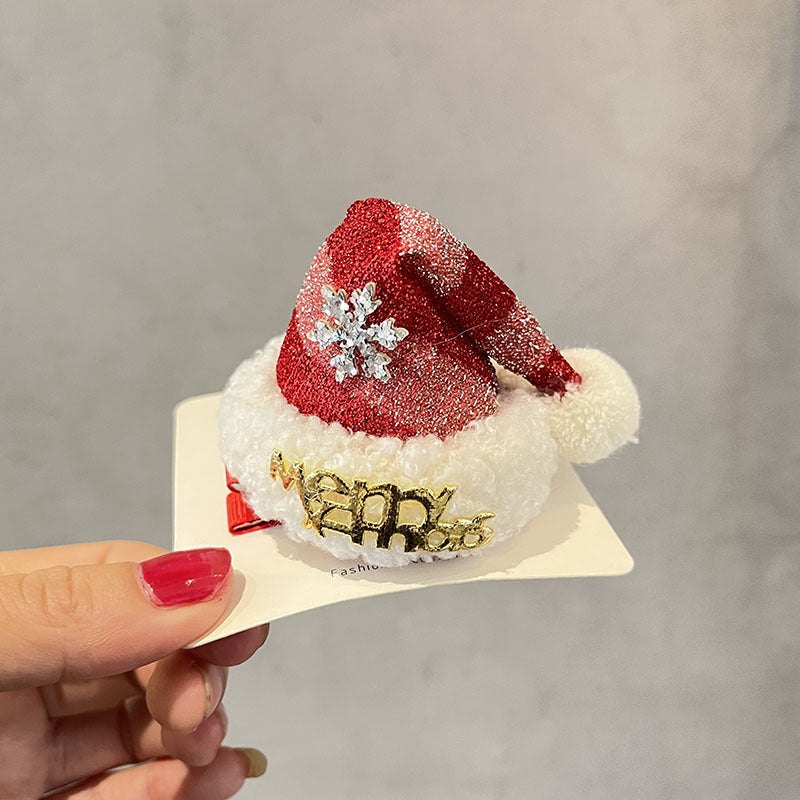Wholesale Christmas Hats Children's Fabric Hair Clips