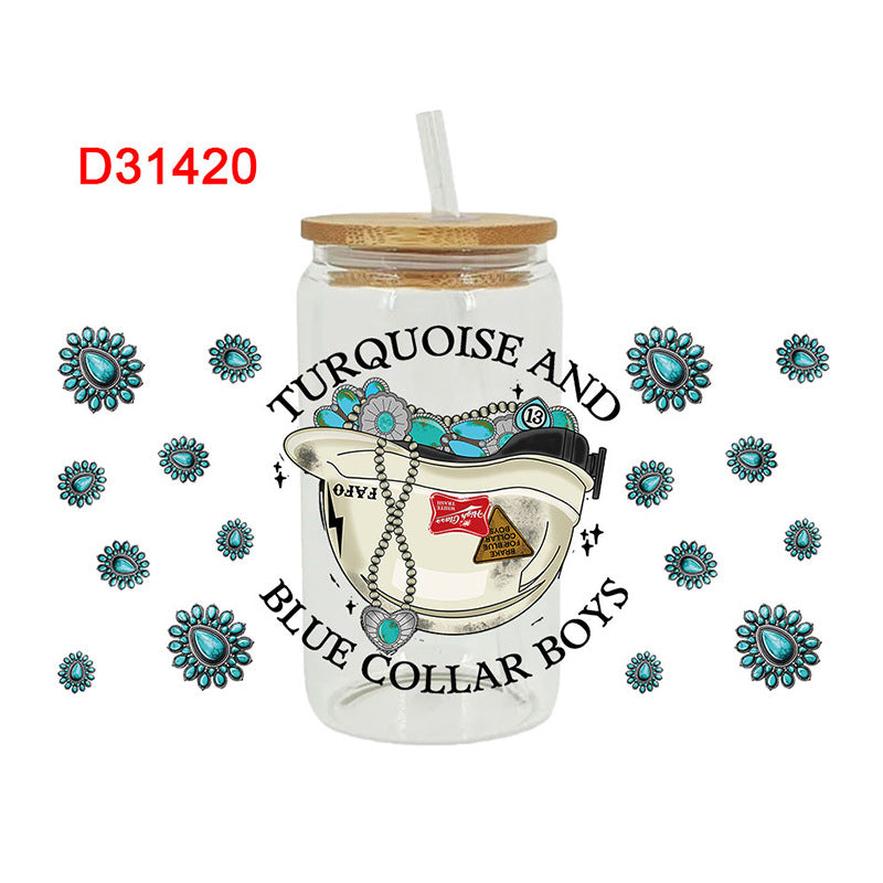 Wholesale Western style rooster boots cowboy hat 16oz Cup UV DTF Wraps