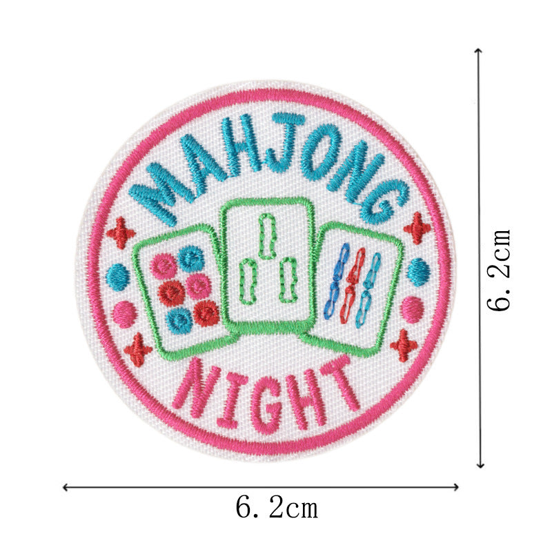 Wholesale Mahjong Embroidered Iron On Patches 9 Piece English Slogan Set For Outerwear DIY Boutique Gift