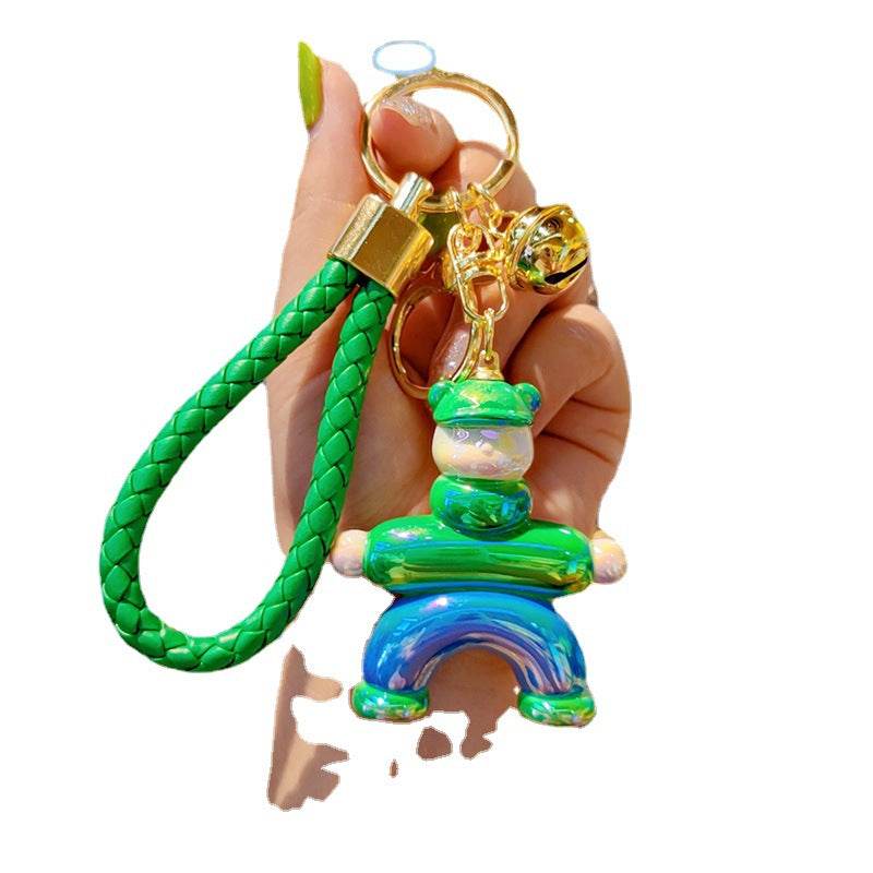 Wholesale Electroplating Colorful Clay Resin Bear Keychains