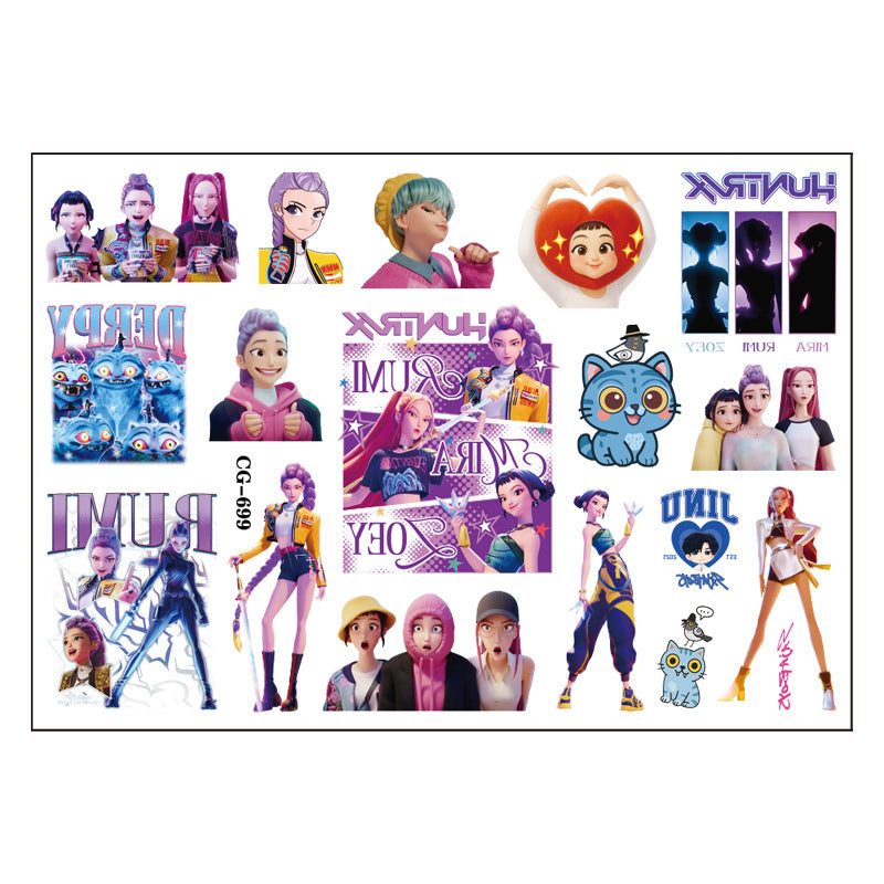 Wholesale Girl group temporary tattoo stickers cartoon temporary tattoo stickers for children