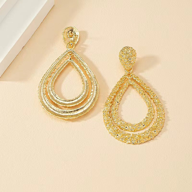 Wholesale Double-layer Droplet Shaped Alloy Earrings