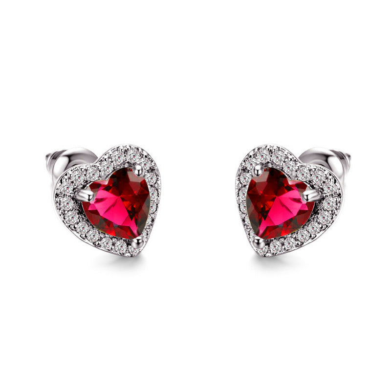 Wholesale Heart Diamond Crystal Alloy Earrings