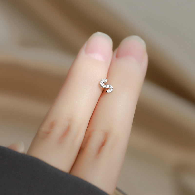 Wholesale Simple Niche Design Mini Full Diamond Earrings for Men and Women Sterling Silver Full Diamond 26 Letter Earrings