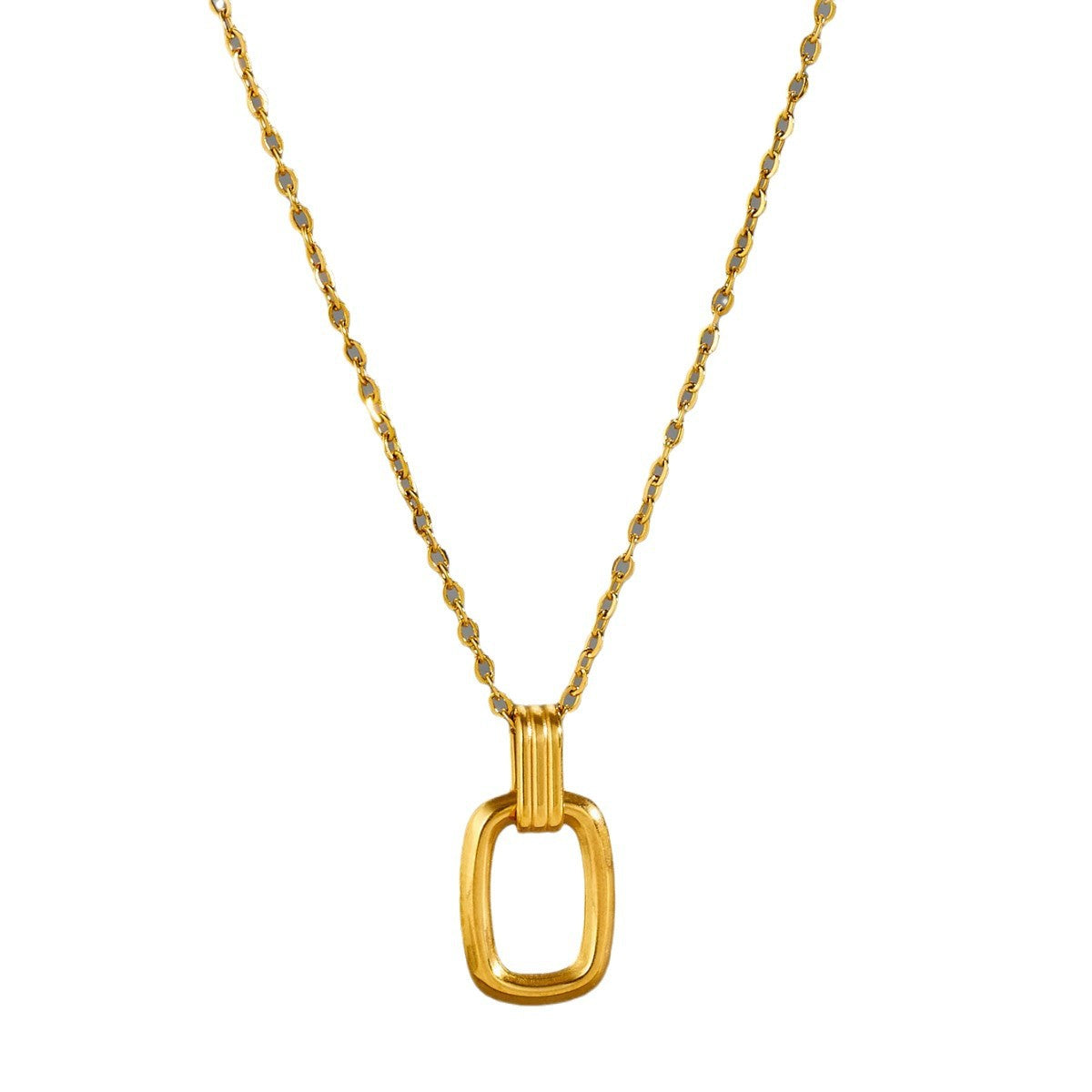 Wholesale 5pcs Titanium Steel Fadeless Entry Luxury  18K Gold Geometric Double Ring Clavicle Chain