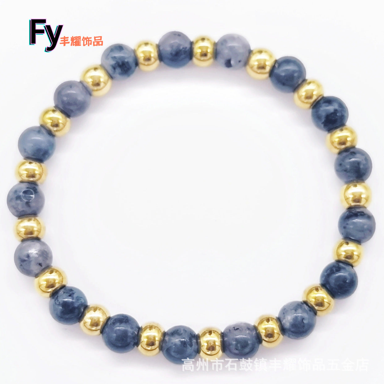 Wholesale 6mm stainless steel beaded glass stone round beads diy elastic rope bracelet