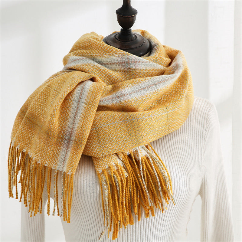 Wholesale Autumn and Winter Thickened Cashmere Plaid Scarves