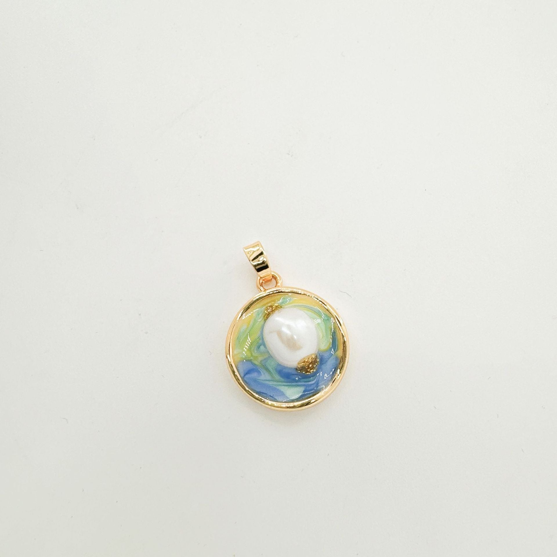 Wholesale 18K Hand painted Oil Painting Series Ancient Technique Enamel Inlaid Natural Pearl Pendant