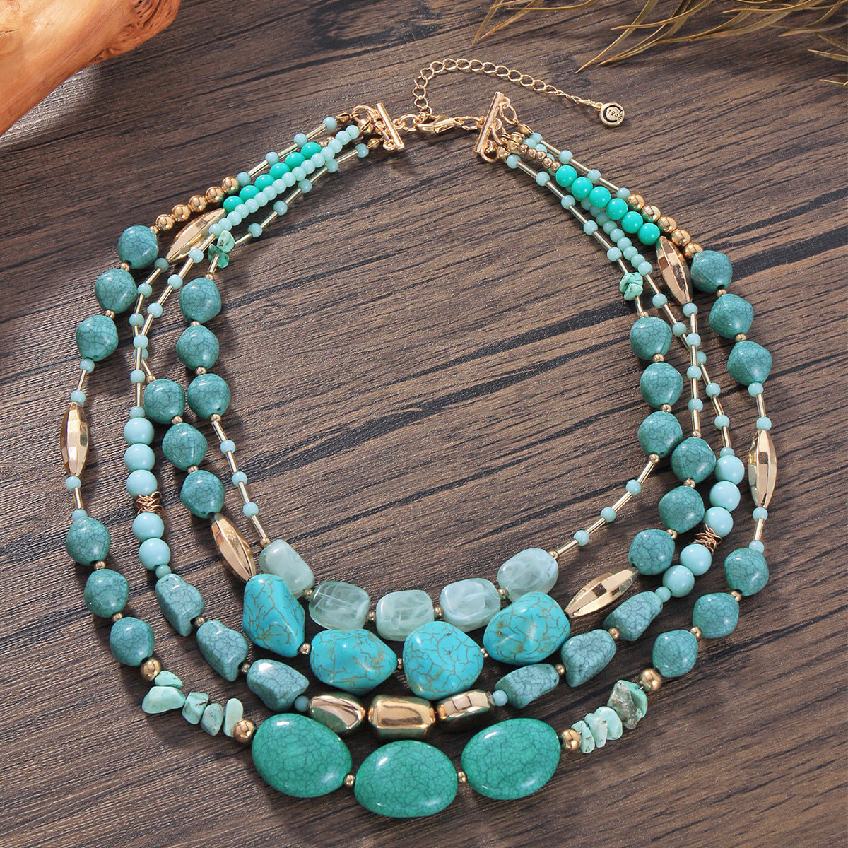 Wholesale Multi-layer Turquoise Fashion Beaded Necklace