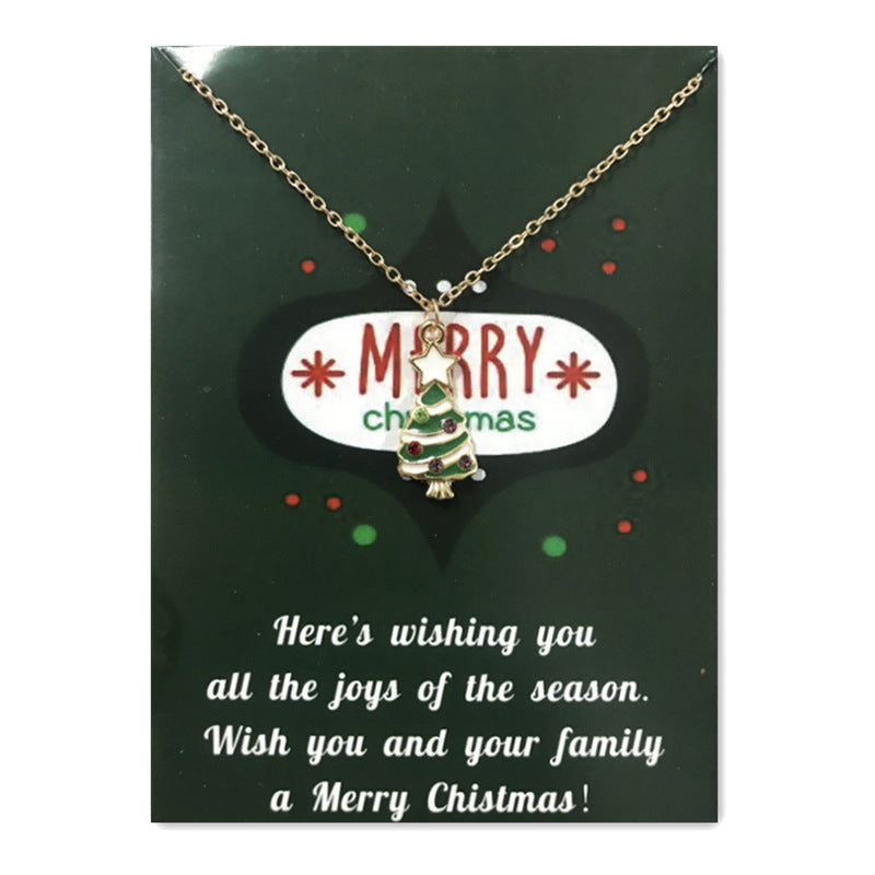 Wholesale Christmas Tree Pendant Card Necklace Clavicle Chain