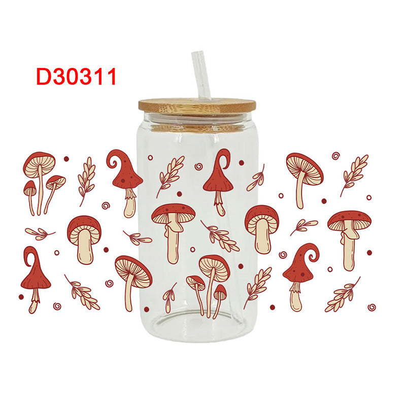 Wholesale Colorful flowers and leaves   16oz Cup UV DTF Wraps