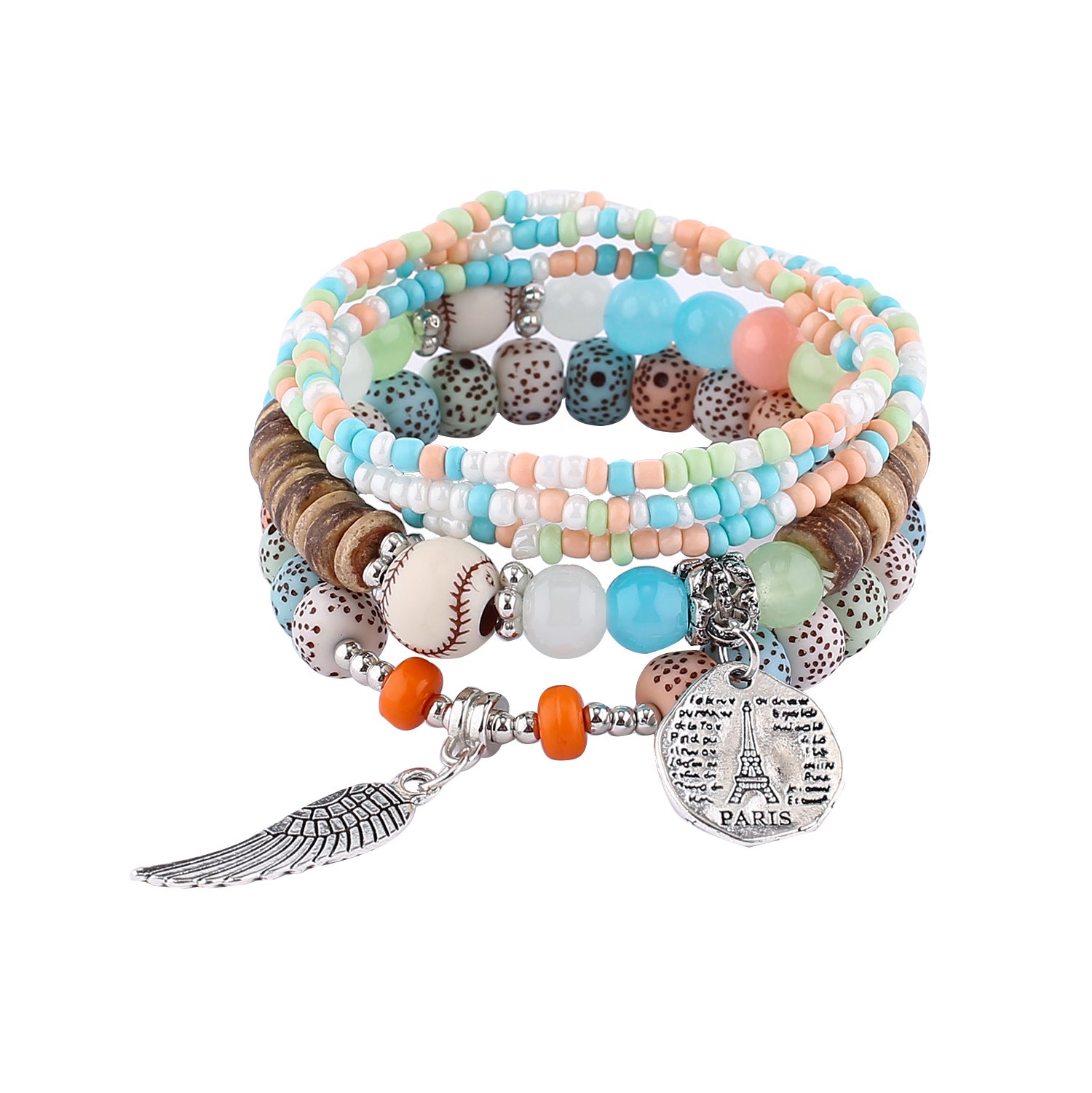 Wholesale Colorful Bohemian Multilayer Stretch Rice Beads Bracelet