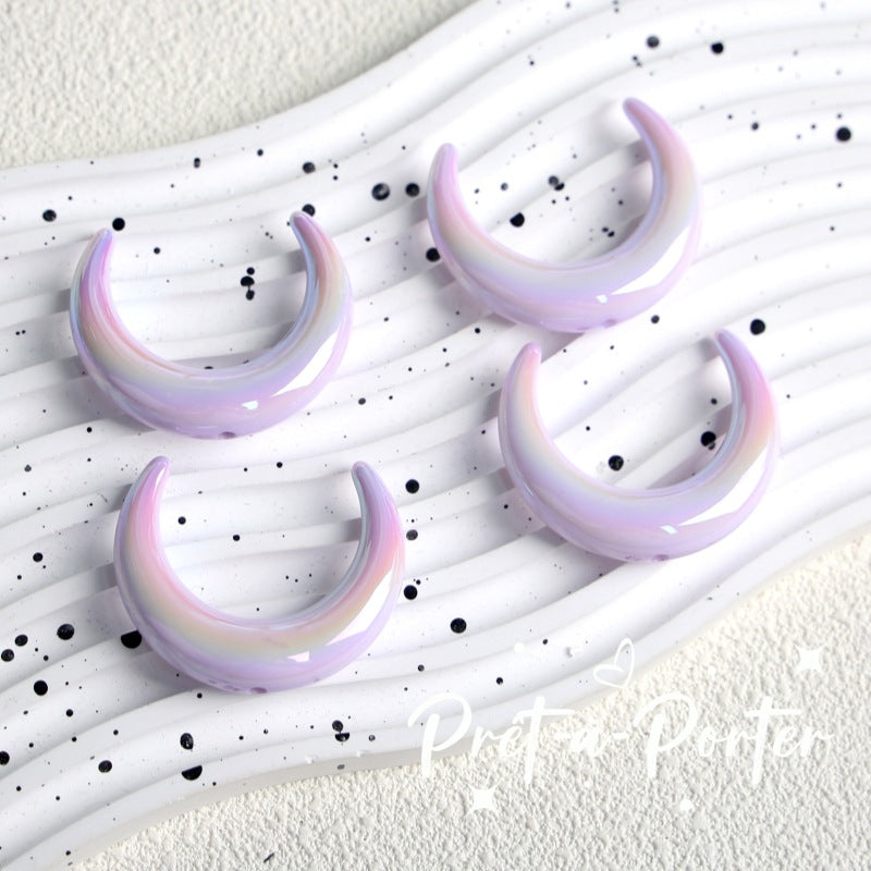 Wholesale 10pcs Cream Color Big Moon Acrylic DIY Beaded Jewelry Accessories