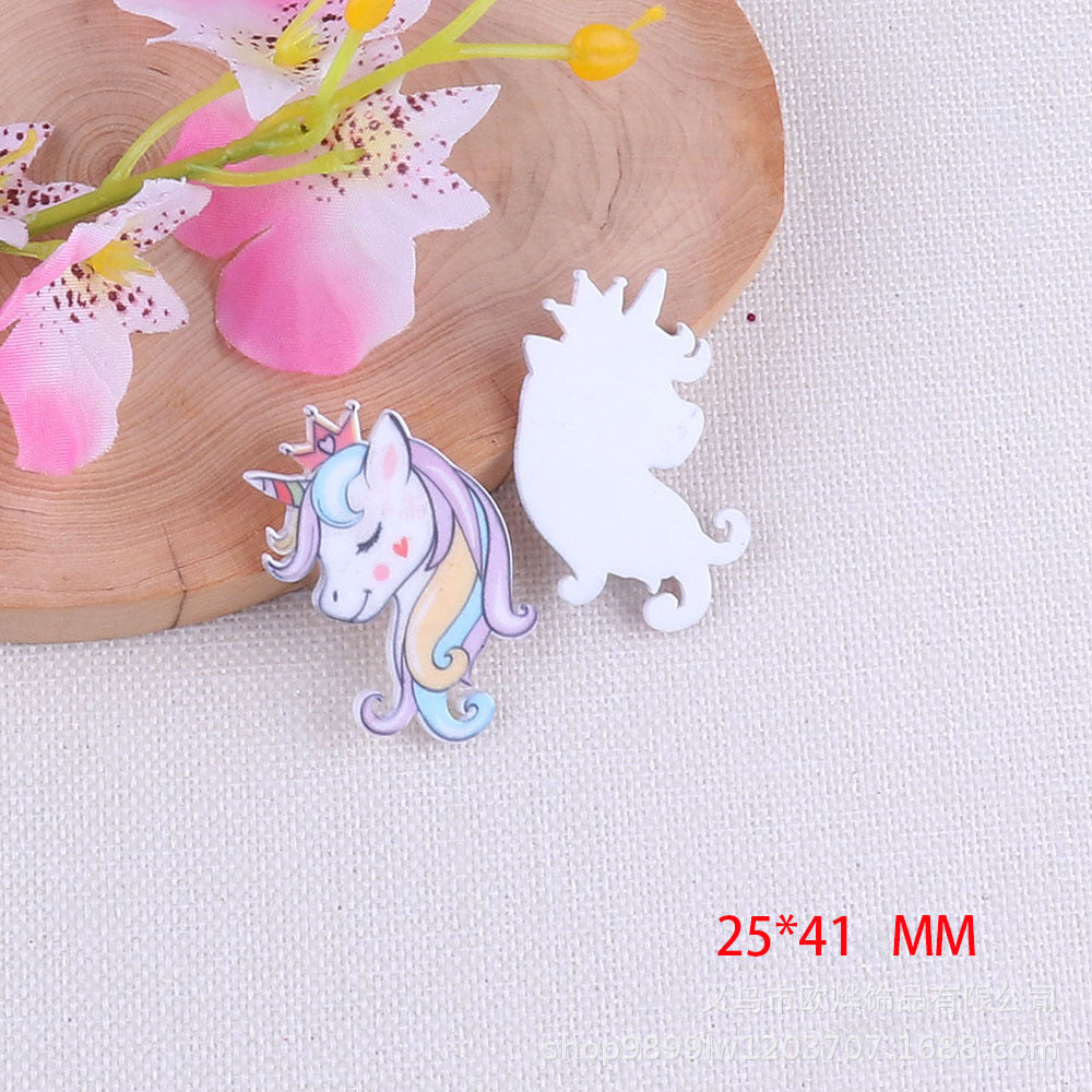 Wholesale 50pcs Cartoon unicorn acrylic pin accessories pendant