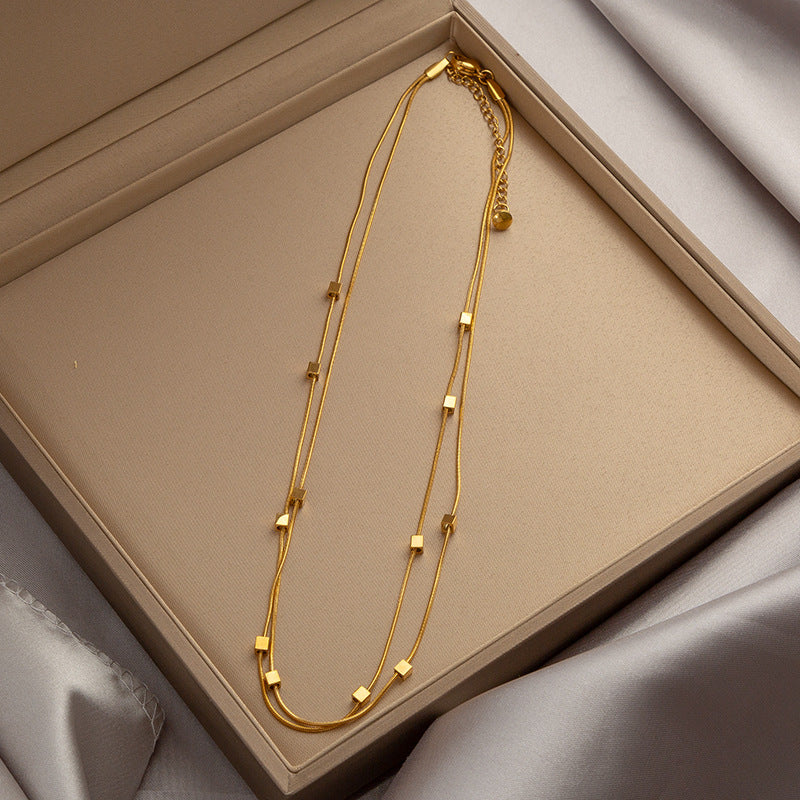 Wholesale  Accessible Luxury Niche Emerald Titanium Steel Necklace Women' s Ins Style