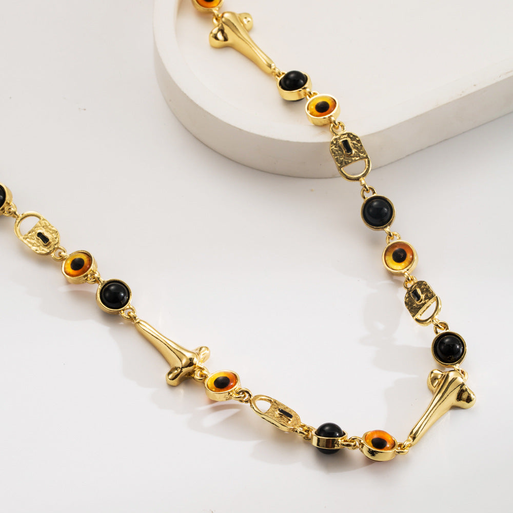 Wholesale Vintage Evil Eye Alloy Pendant Necklace Hip Hop Jewelry Accessory Gift