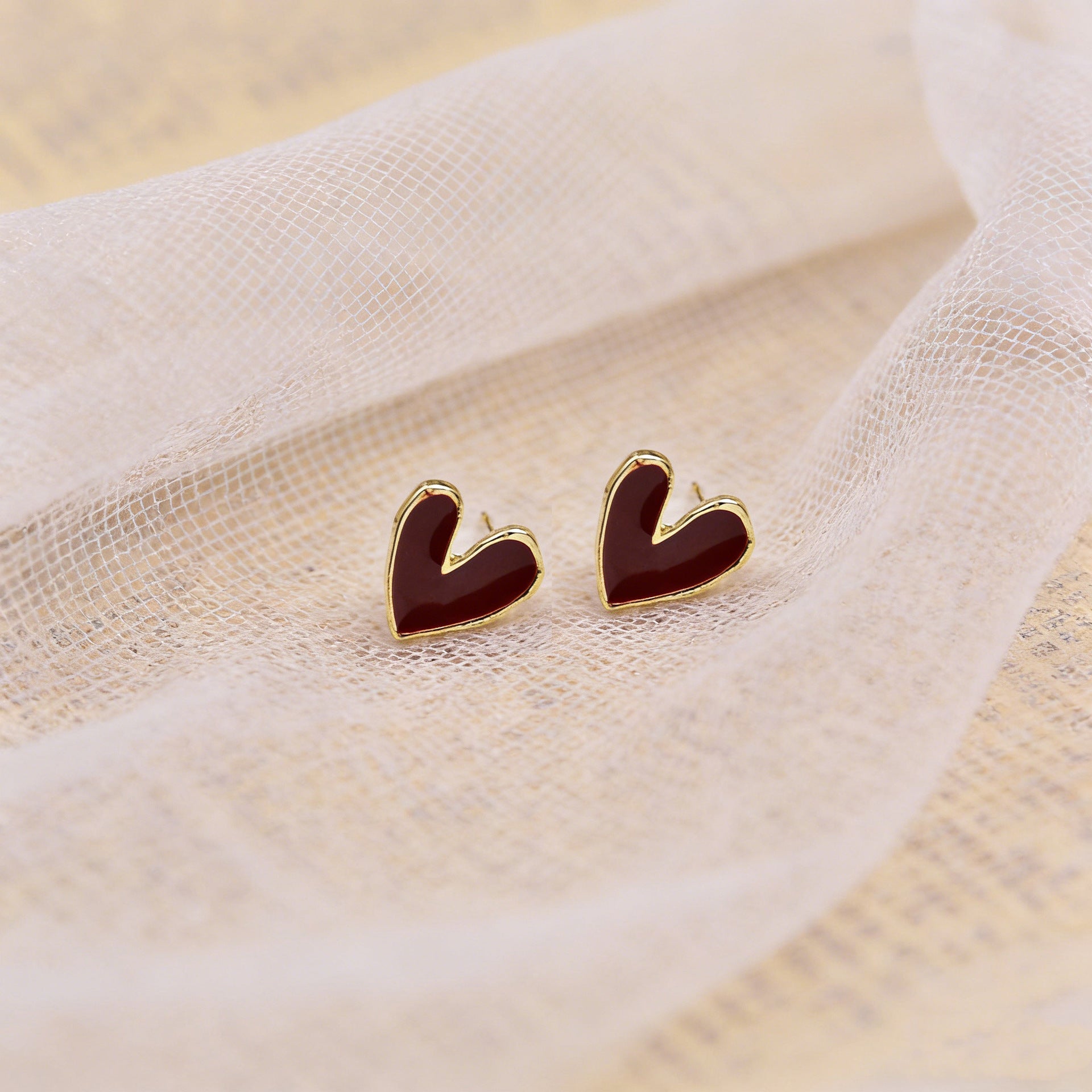Wholesale Retro Anchor Red Heart Earrings