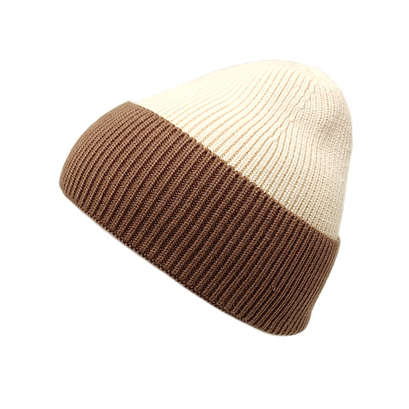 Wholesale 2023 Autumn and Winter New Color Matching Cold and Warm Knitted Acrylic Wool Hat