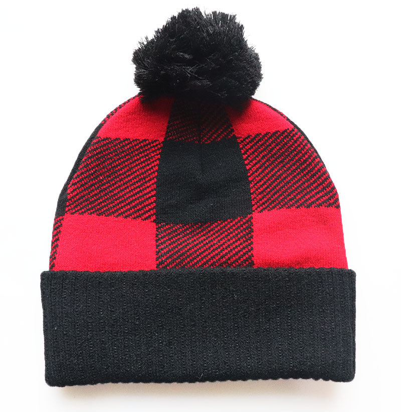 Wholesale Classic Popular Jacquard Plaid Warm Ball Autumn and Winter Trend Beanie