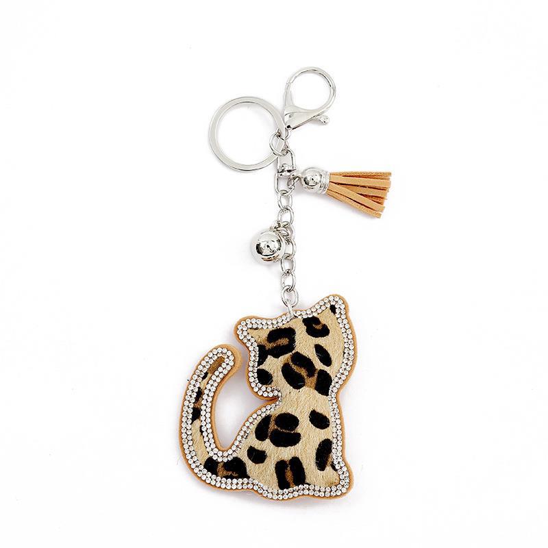 Wholesale Bell Hot Diamond Three-dimensional Velvet Cat Keychains