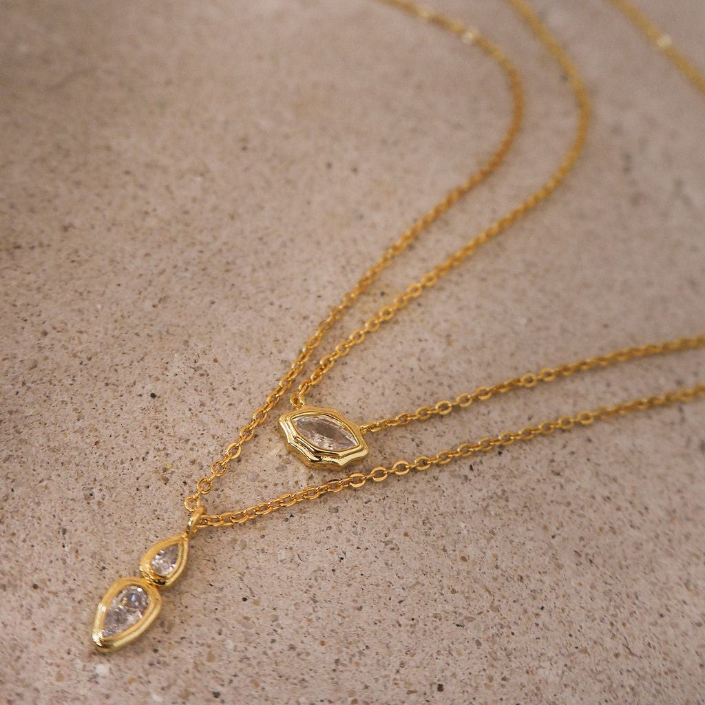 Wholesale Titanium Steel Zircon Oval Necklace