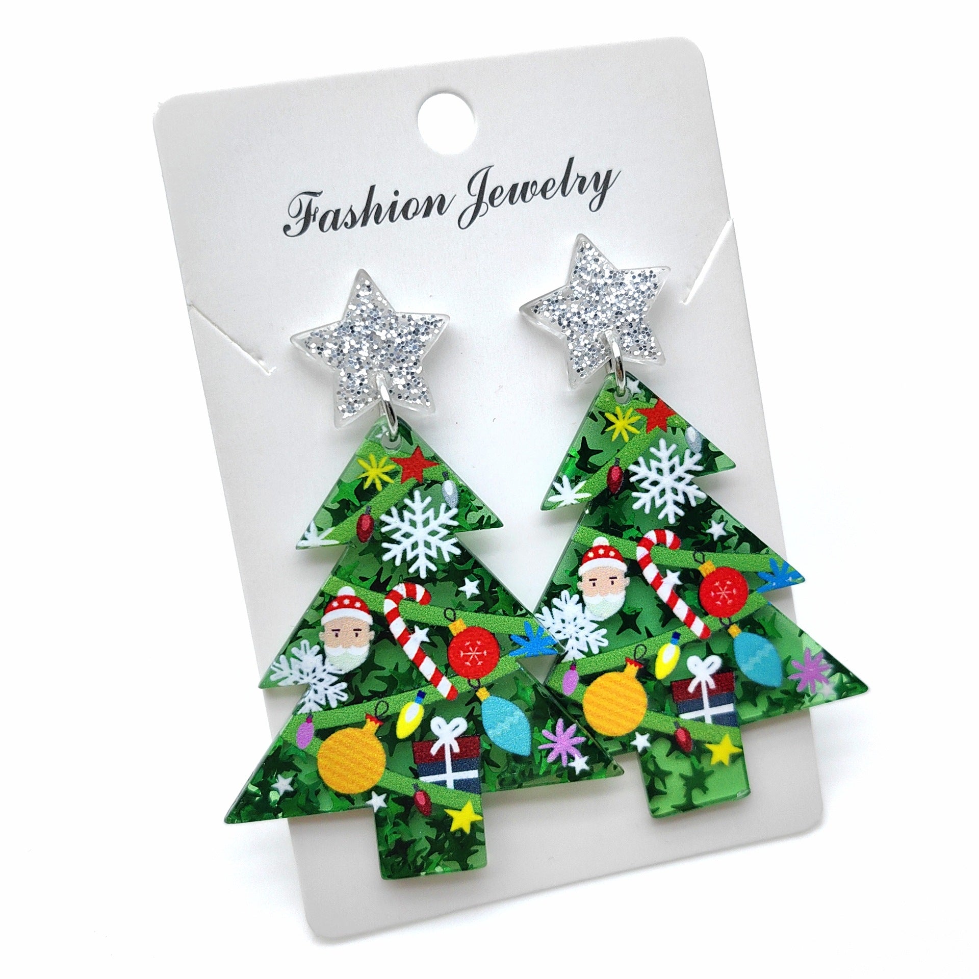 Wholesale 3pcs/pack Christmas tree bells bright color holiday party earrings