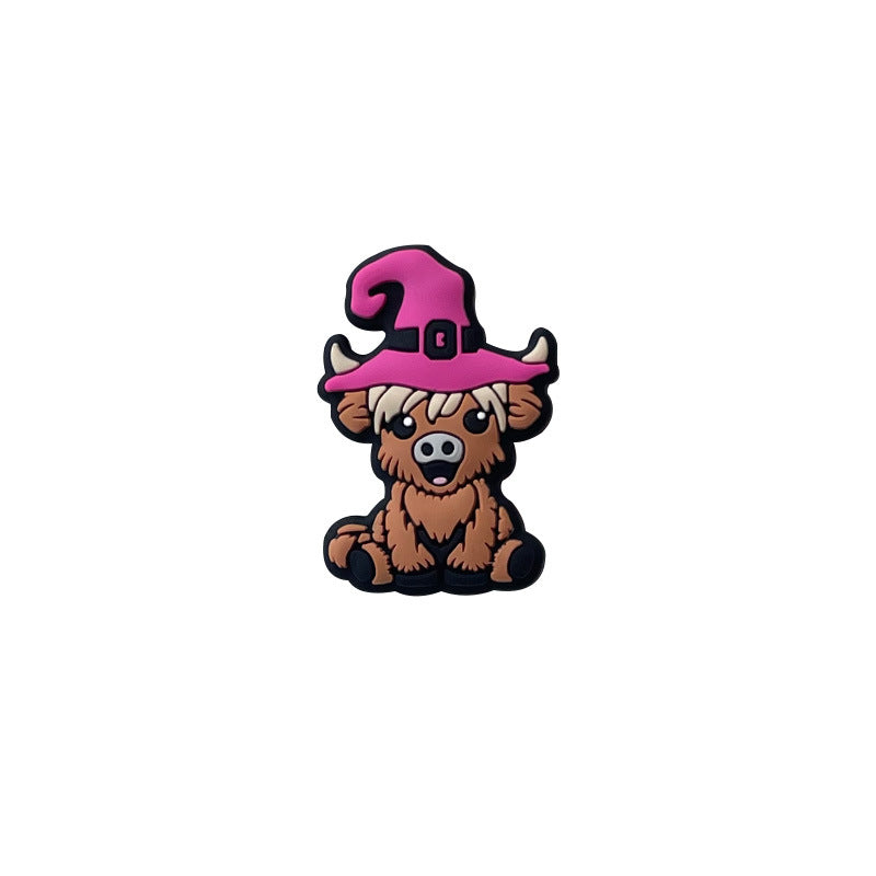 Wholesale 20pcs Halloween Highland Cow Silicone Beads