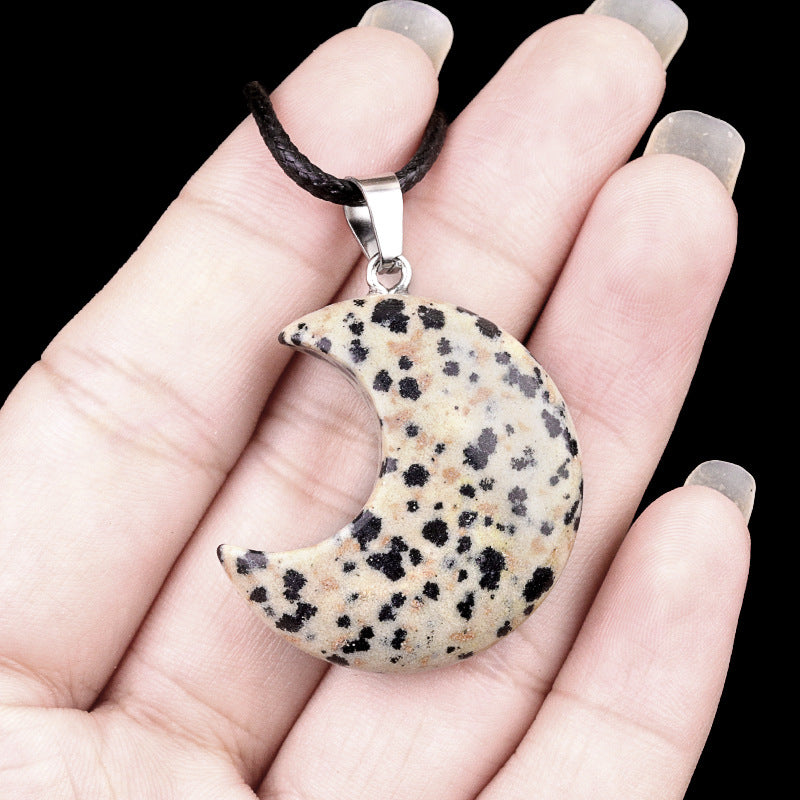 Wholesale Natural crystal agate stone 30mm moon pendant necklace pendant