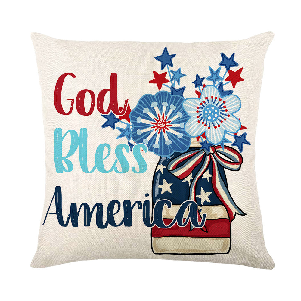Wholesale Red Blue American Independence Day Polyester Pillow Covers