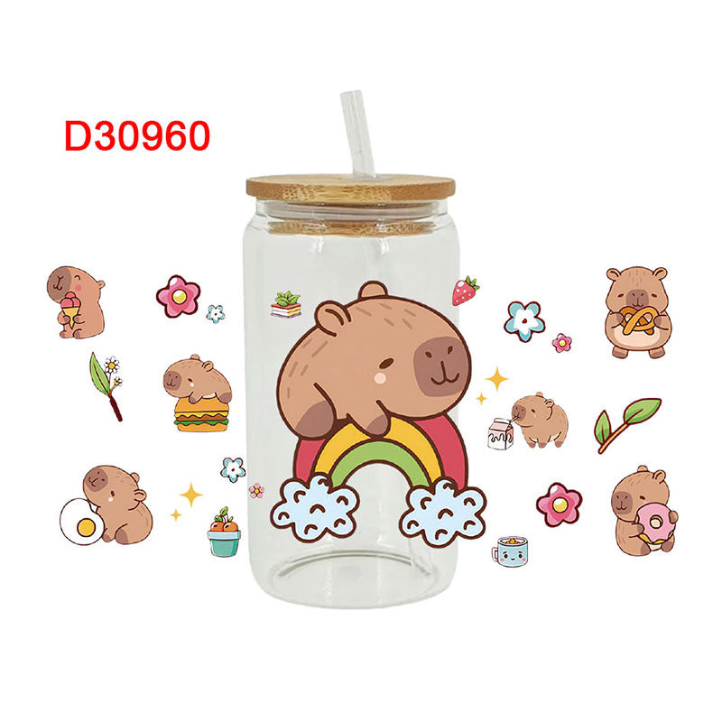 Wholesale Rainbow Flower Cartoon Animal 16oz Cup UV DTF Wraps OLY Exclusive