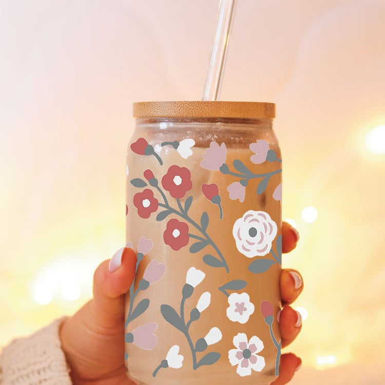 Wholesale Green Branches Leaves Flowers Branches 16oz Cup UV DTF Wraps