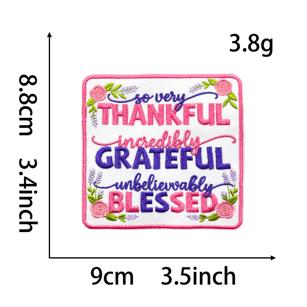 Wholesale Chic Retro Embroidered Iron On Patch Funny Text Rectangle Applique For Coats Decorative