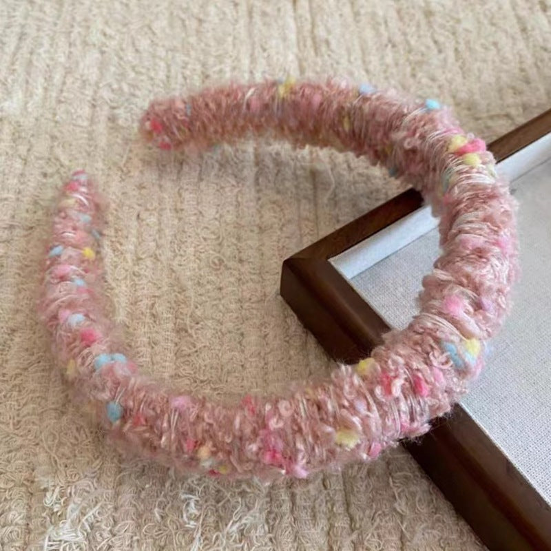 Wholesale Autumn and Winter Cream Color Dot Plush Headband